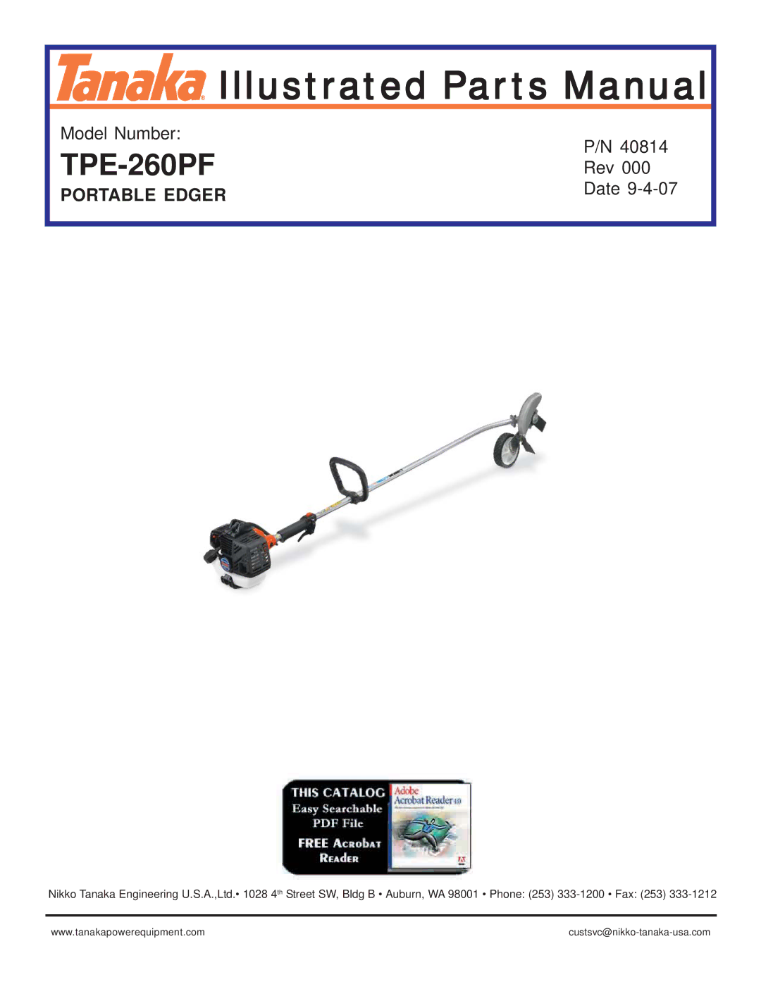 Tanaka TPE-260PF manual Illustrated Parts Manual 