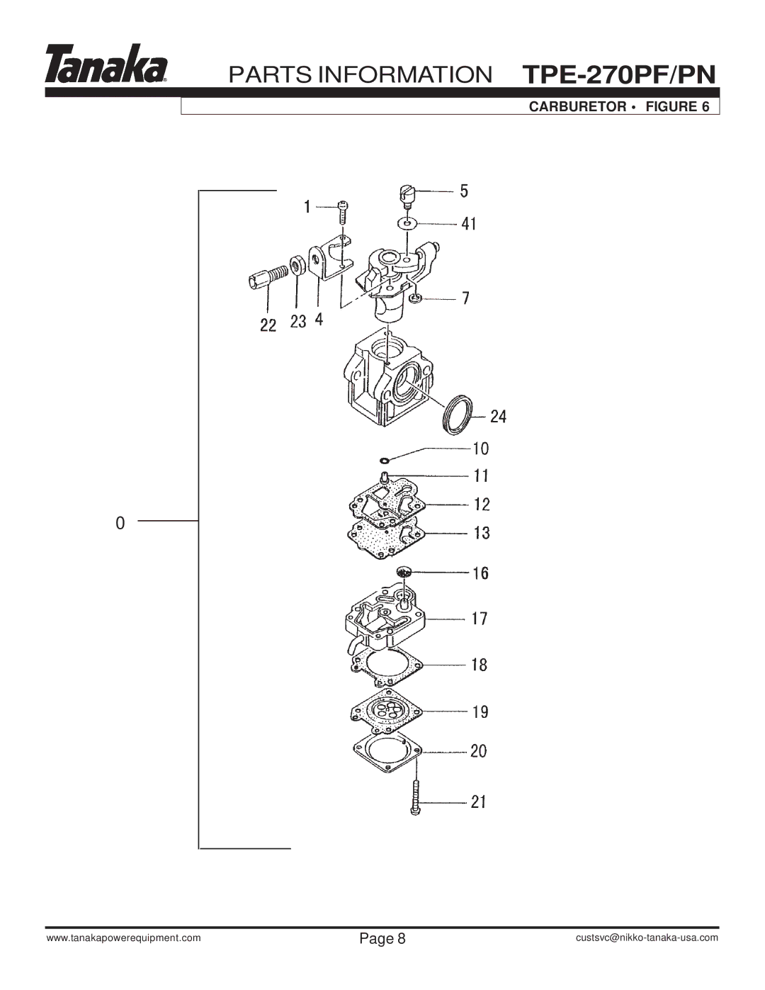 Tanaka TPE-270PF, TPE-270PN manual Carburetor Figure 