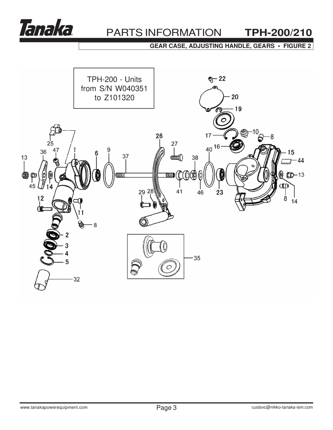 Tanaka TPH-210 manual TPH-200 Units From S/N W040351 To Z101320 