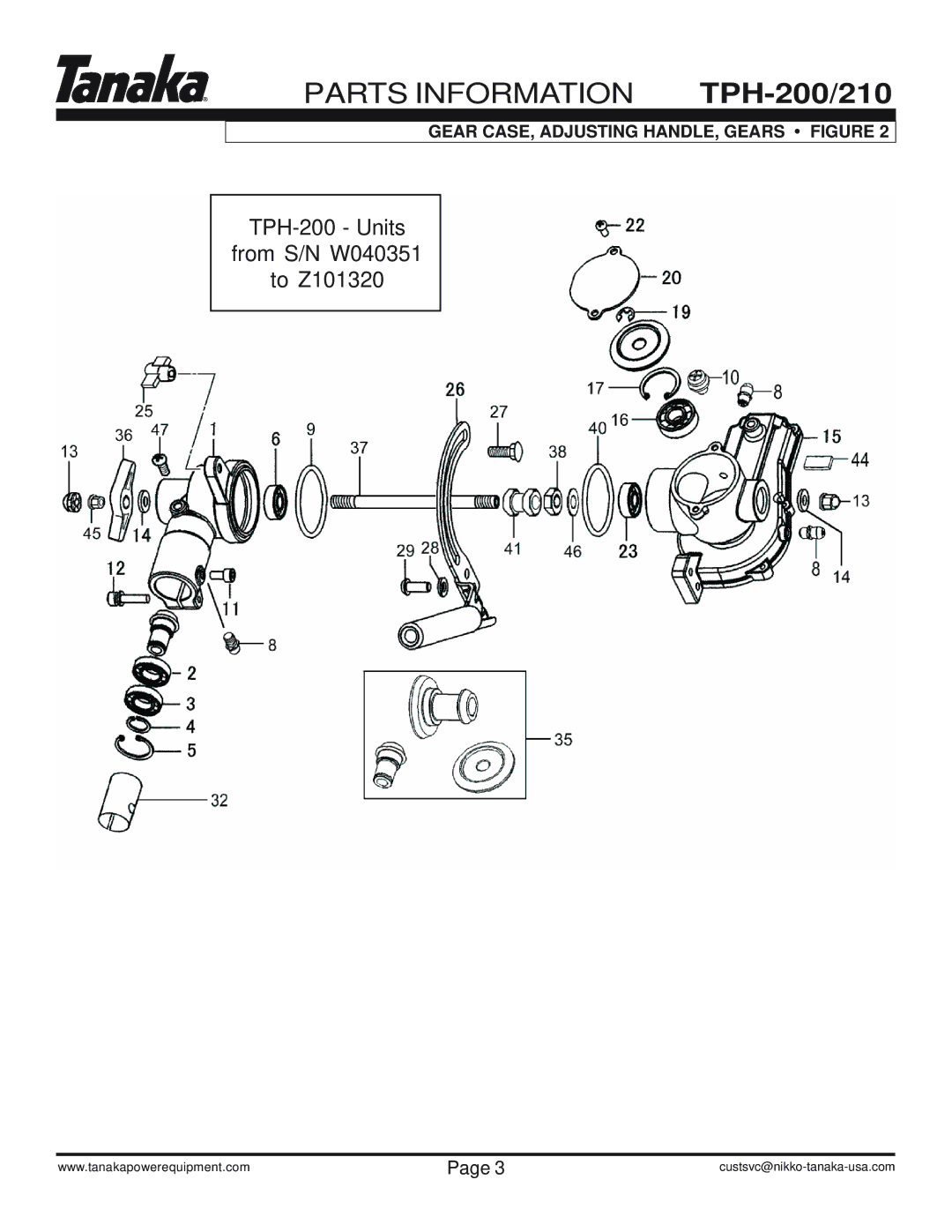 Tanaka TPH-210/200 manual TPH-200 Units From S/N W040351 To Z101320 