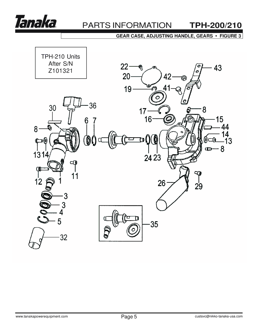 Tanaka TPH-210/200 manual TPH-210 Units After S/N Z101321 