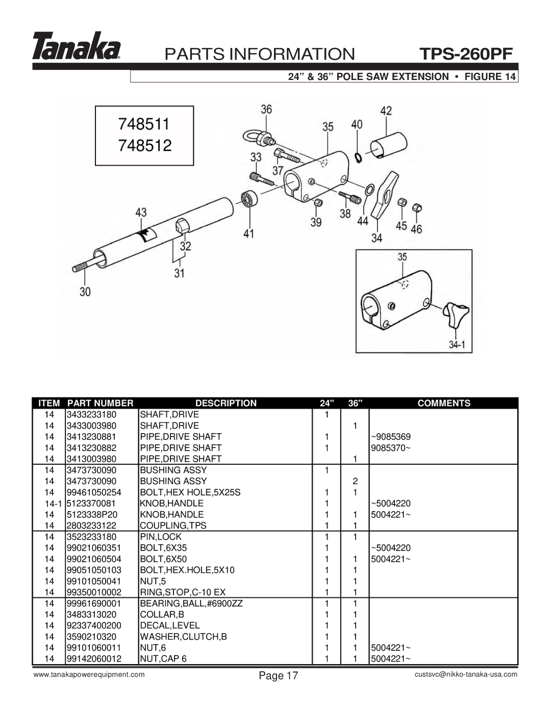 Tanaka TPS-260PF manual 24 & 36 Pole SAW Extension Figure 