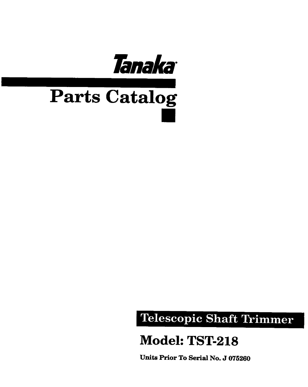 Tanaka TST-218 manual 