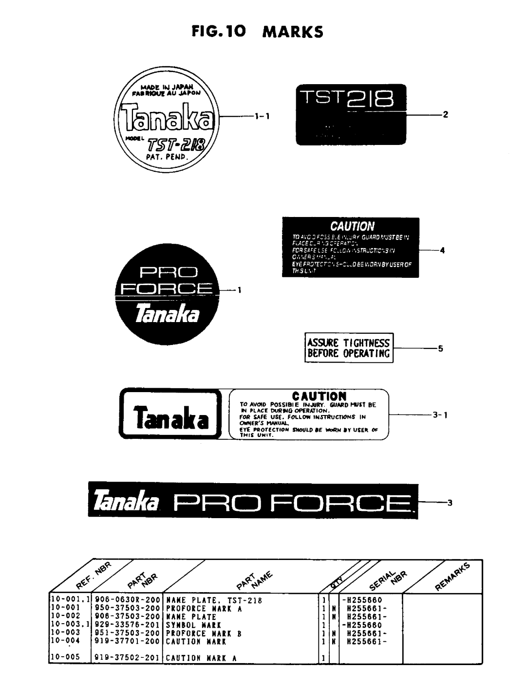 Tanaka TST-218 manual 