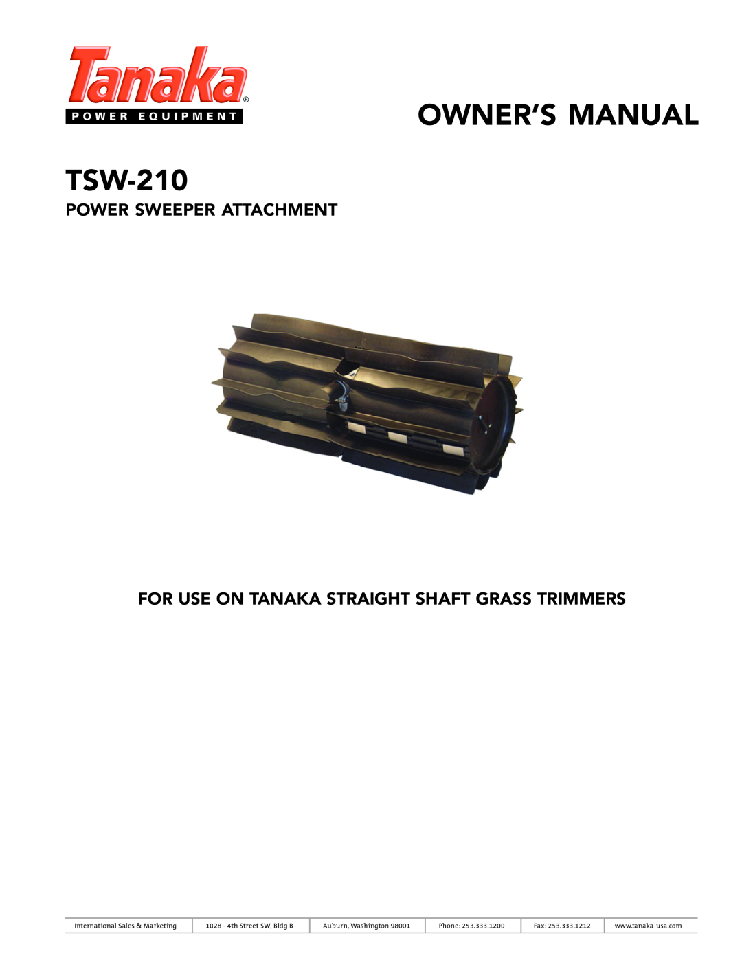 Tanaka TSW-210 manual TWS-210, Model Number, Date, Illustrated Parts Manual, Power Sweeper Attachment 