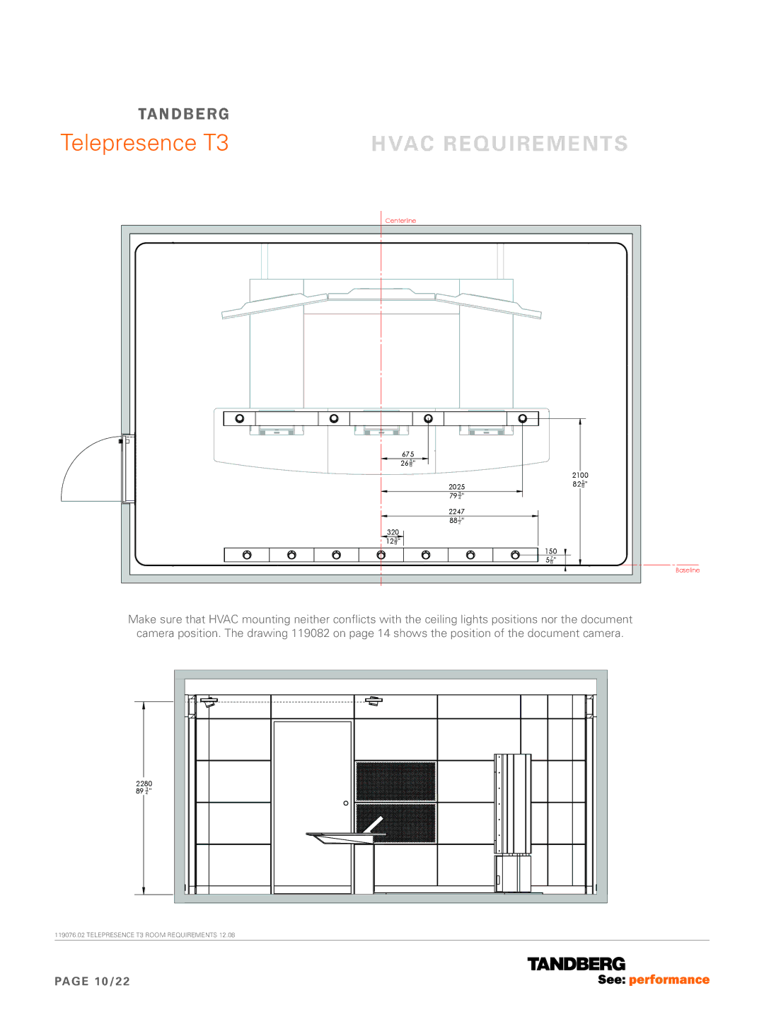 TANDBERG 119076.02 dimensions Telepresence T3, 10/22 