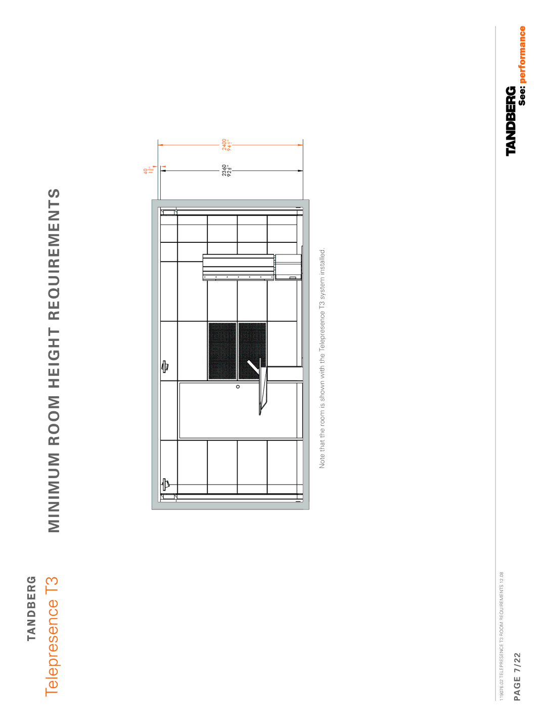 TANDBERG 119076.02 dimensions Minimum Room Height Requirements, 7/22 