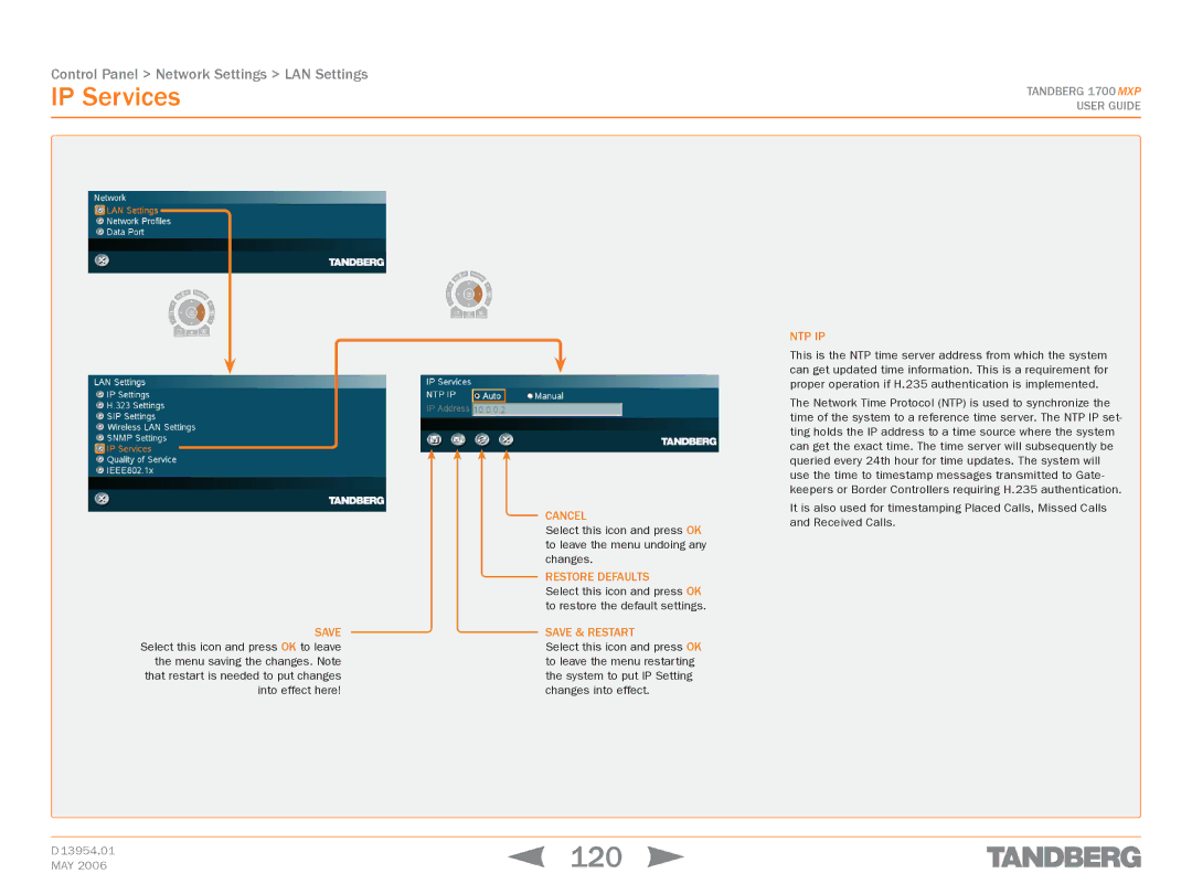 TANDBERG 1700 MXP manual 120, IP Services 