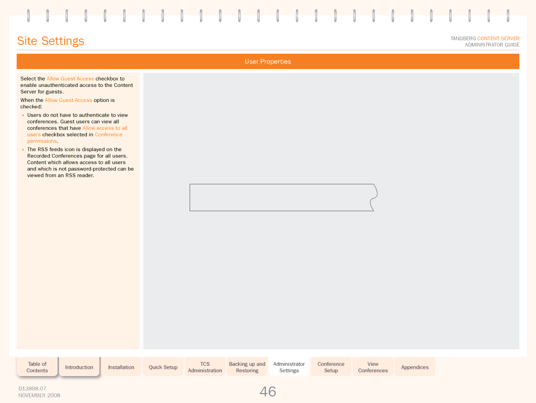 TANDBERG 1D13898.07 manual User Properties, When the Allow Guest Access option is checked 