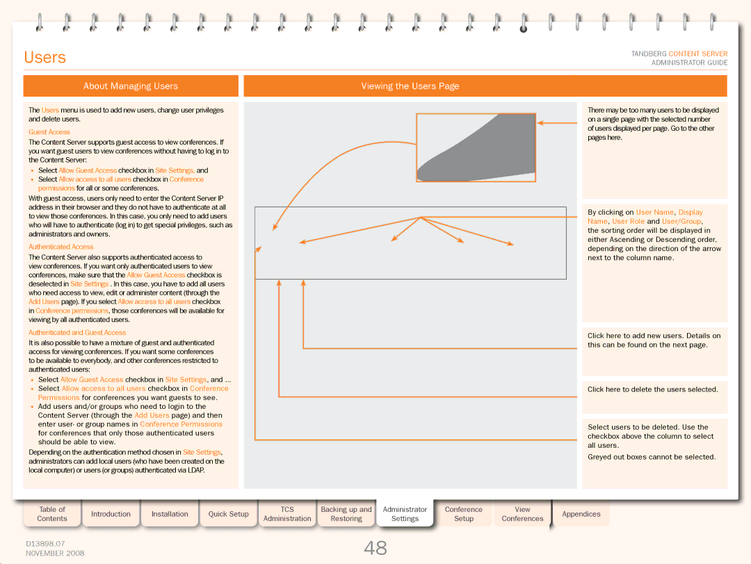 TANDBERG 1D13898.07 manual About Managing Users Viewing the Users 