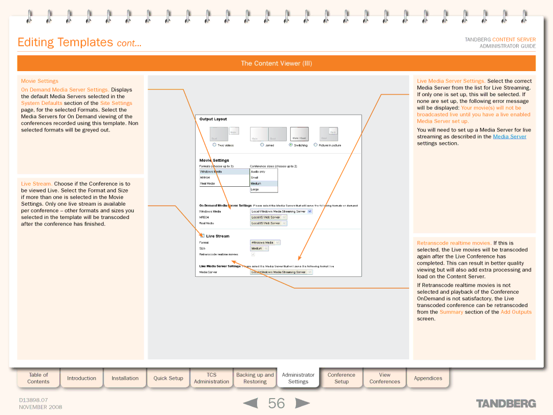 TANDBERG 1D13898.07 manual Editing Templates 