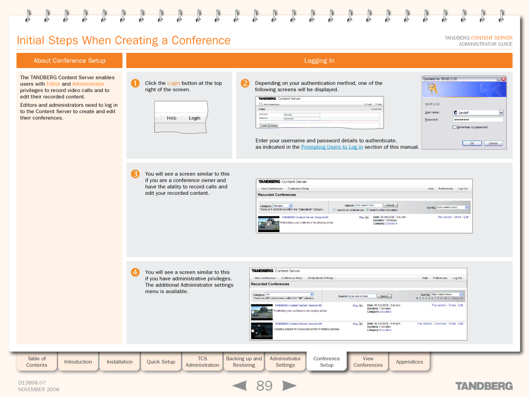 TANDBERG 1D13898.07 manual Initial Steps When Creating a Conference, About Conference Setup Logging 