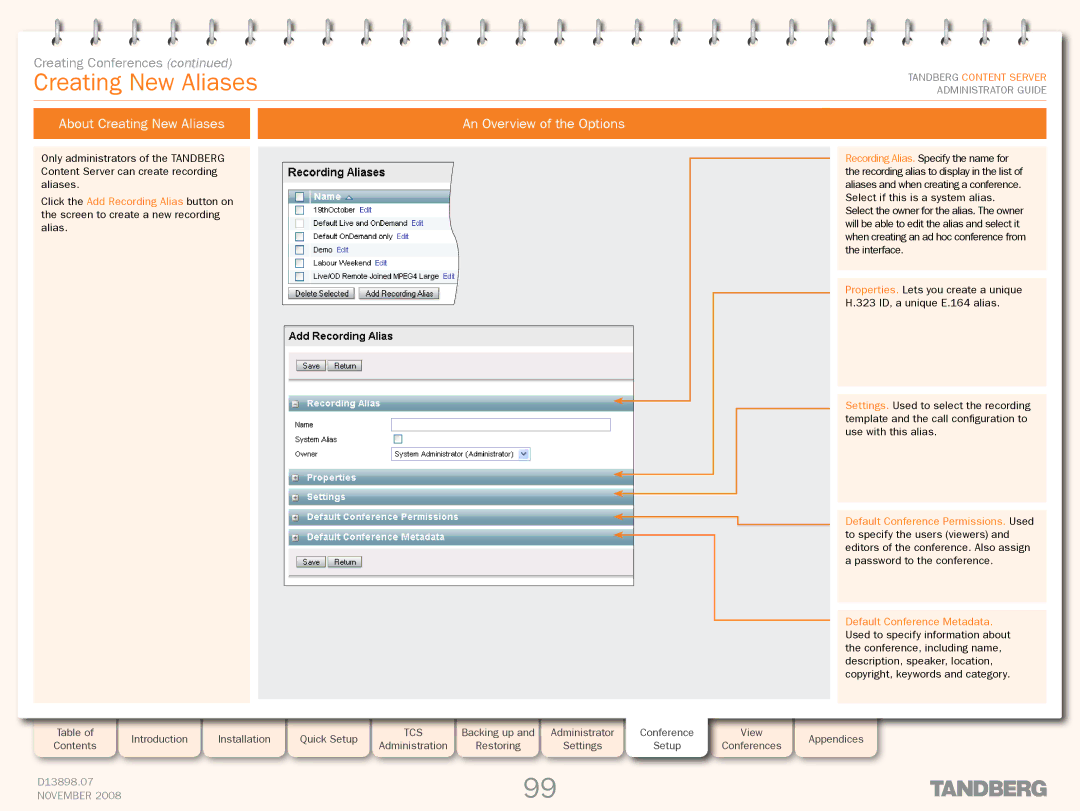 TANDBERG 1D13898.07 manual About Creating New Aliases An Overview of the Options 