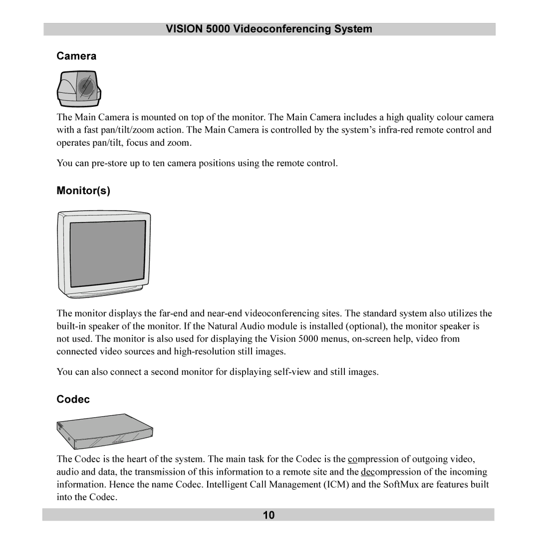 TANDBERG user manual Vision 5000 Videoconferencing System Camera, Monitors, Codec 