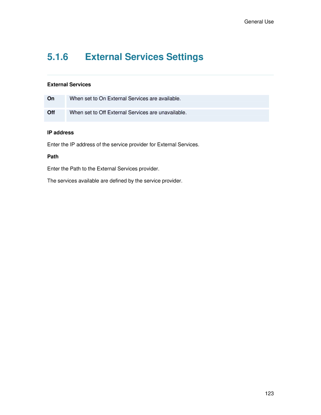 TANDBERG 6000 MXP user manual External Services Settings 