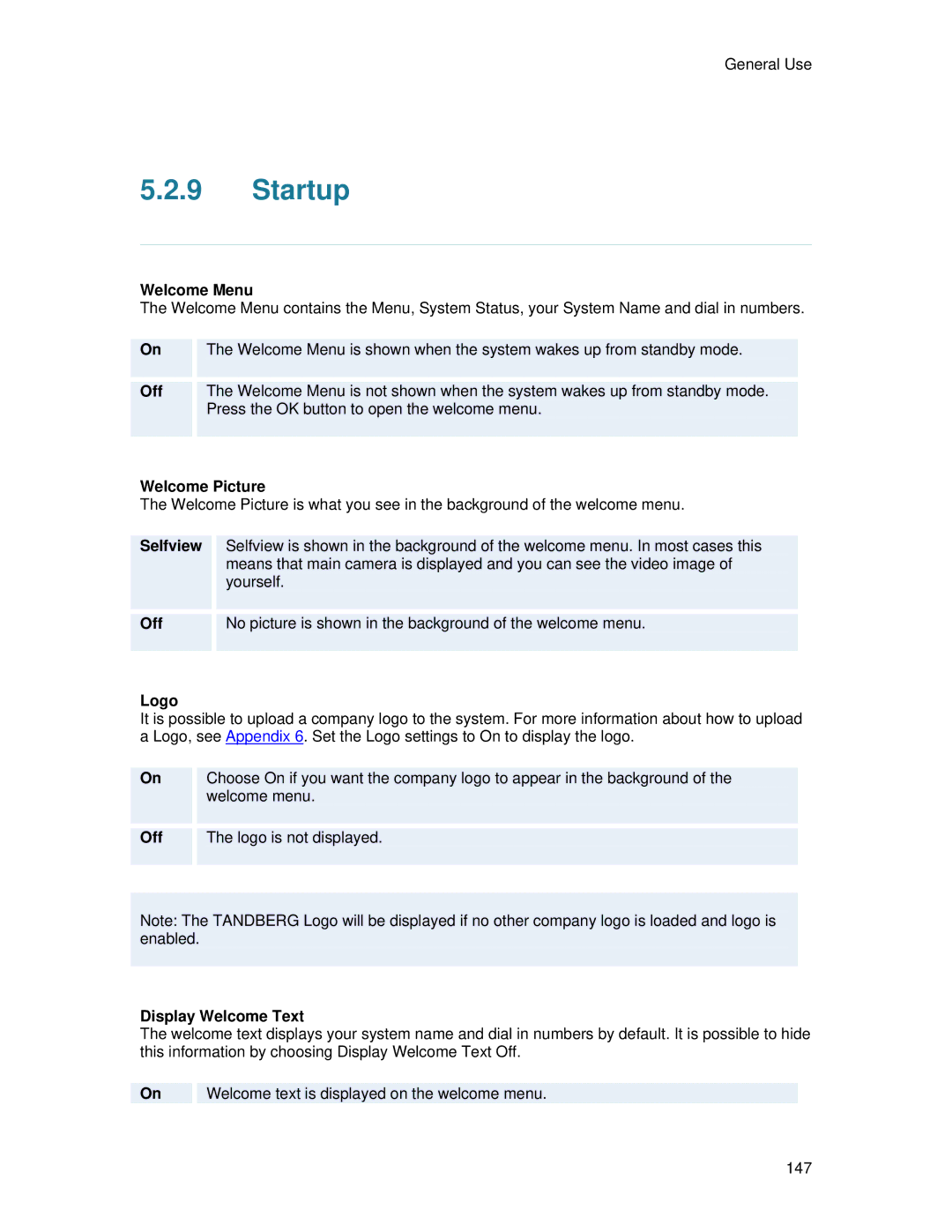 TANDBERG 6000 MXP user manual Startup 