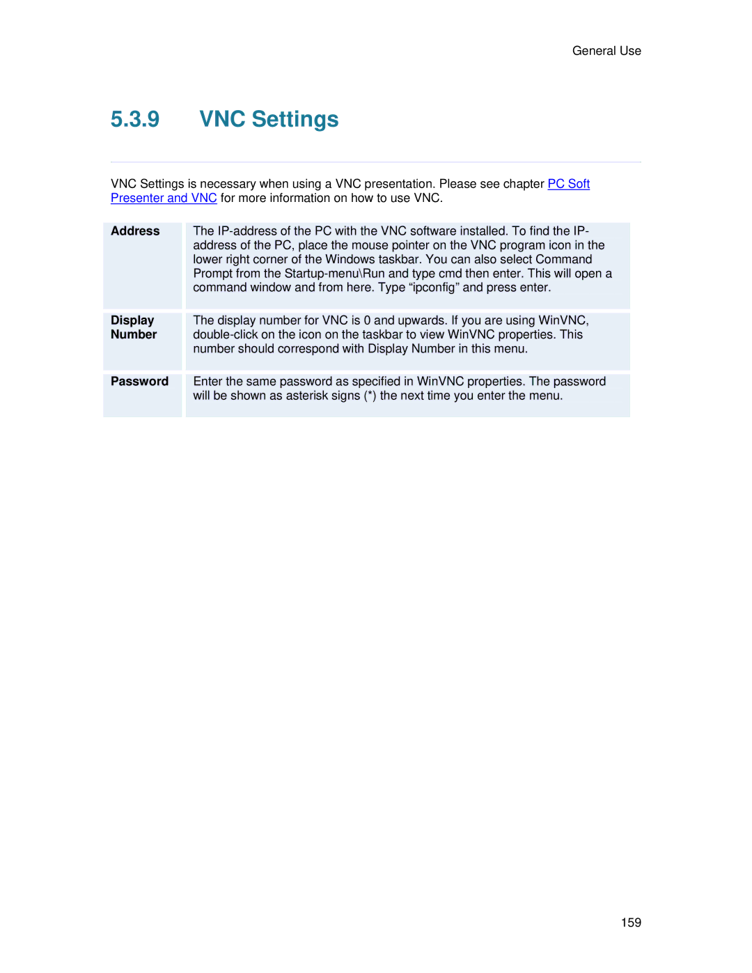 TANDBERG 6000 MXP user manual VNC Settings, Display, Number 