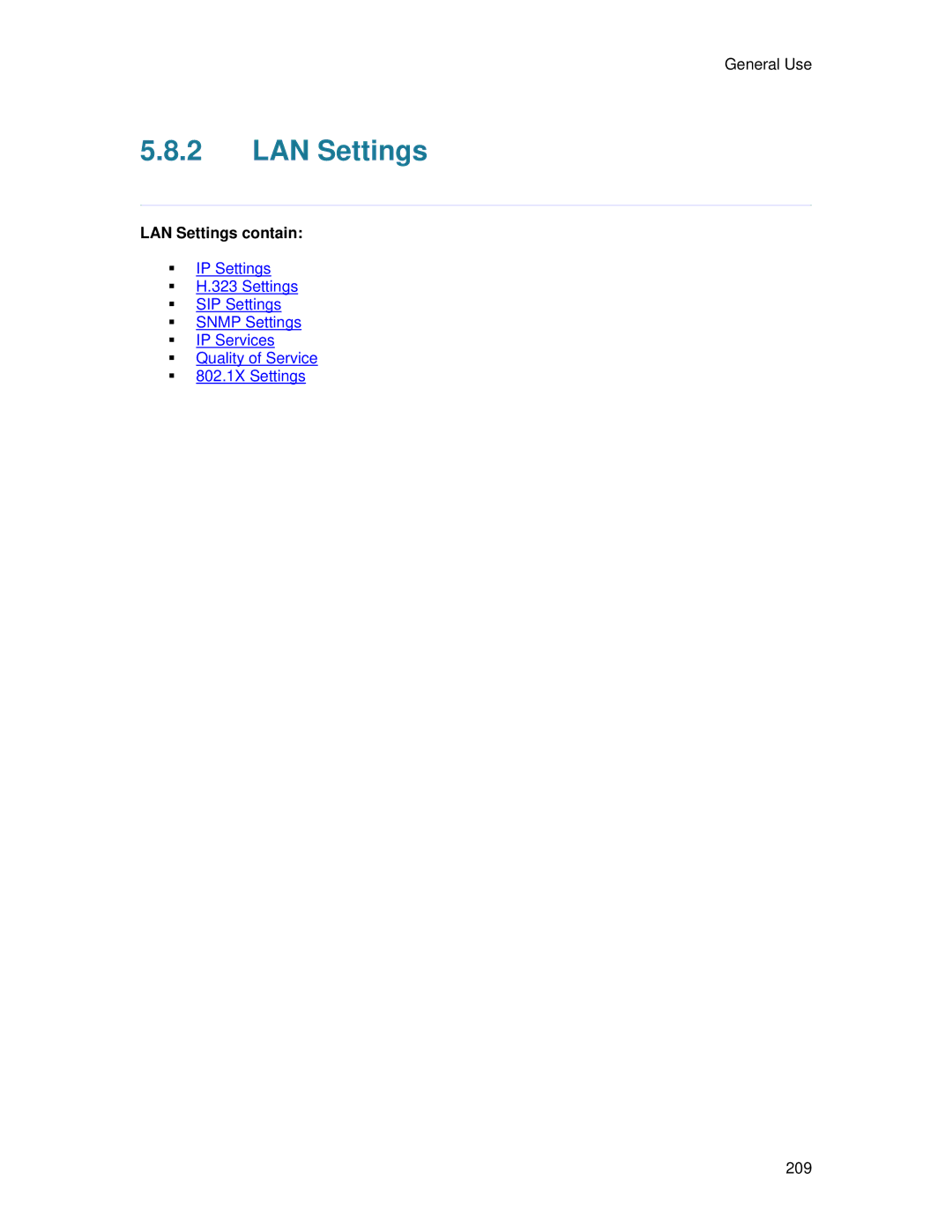 TANDBERG 6000 MXP user manual LAN Settings contain 