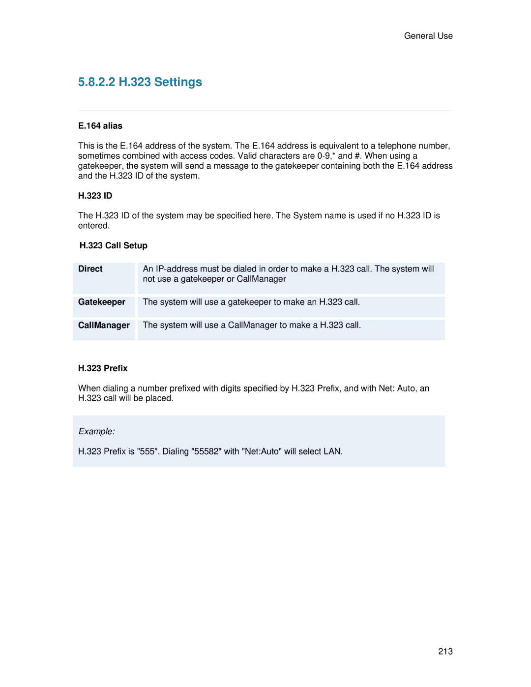 TANDBERG 6000 MXP user manual 2.2 H.323 Settings 