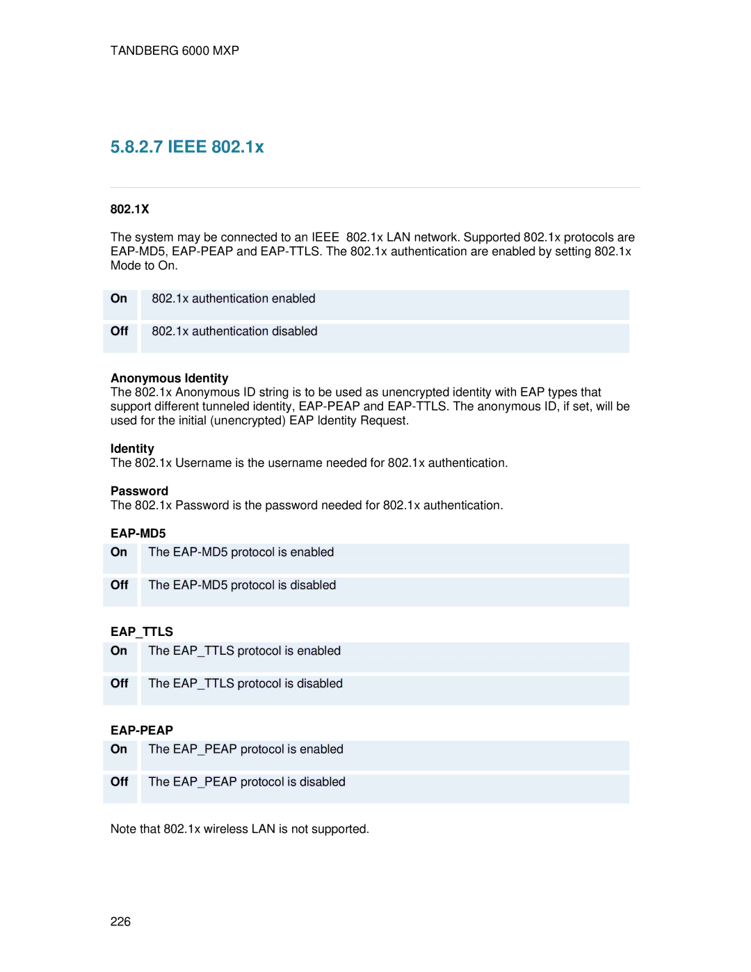 TANDBERG 6000 MXP user manual Ieee 