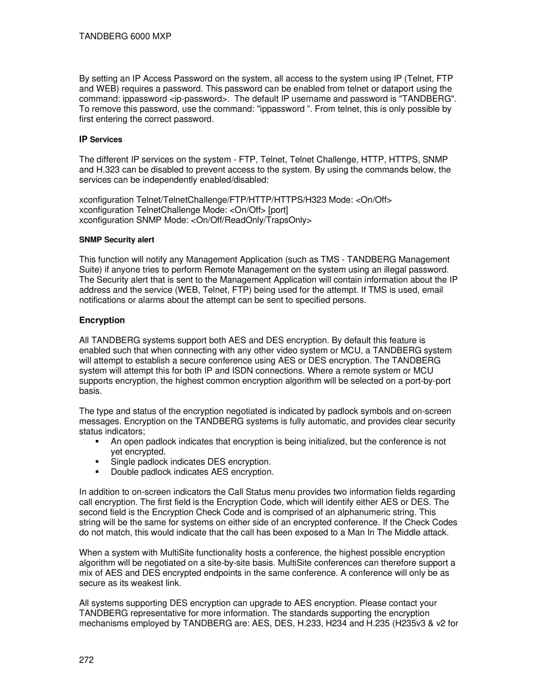 TANDBERG 6000 MXP user manual Encryption 