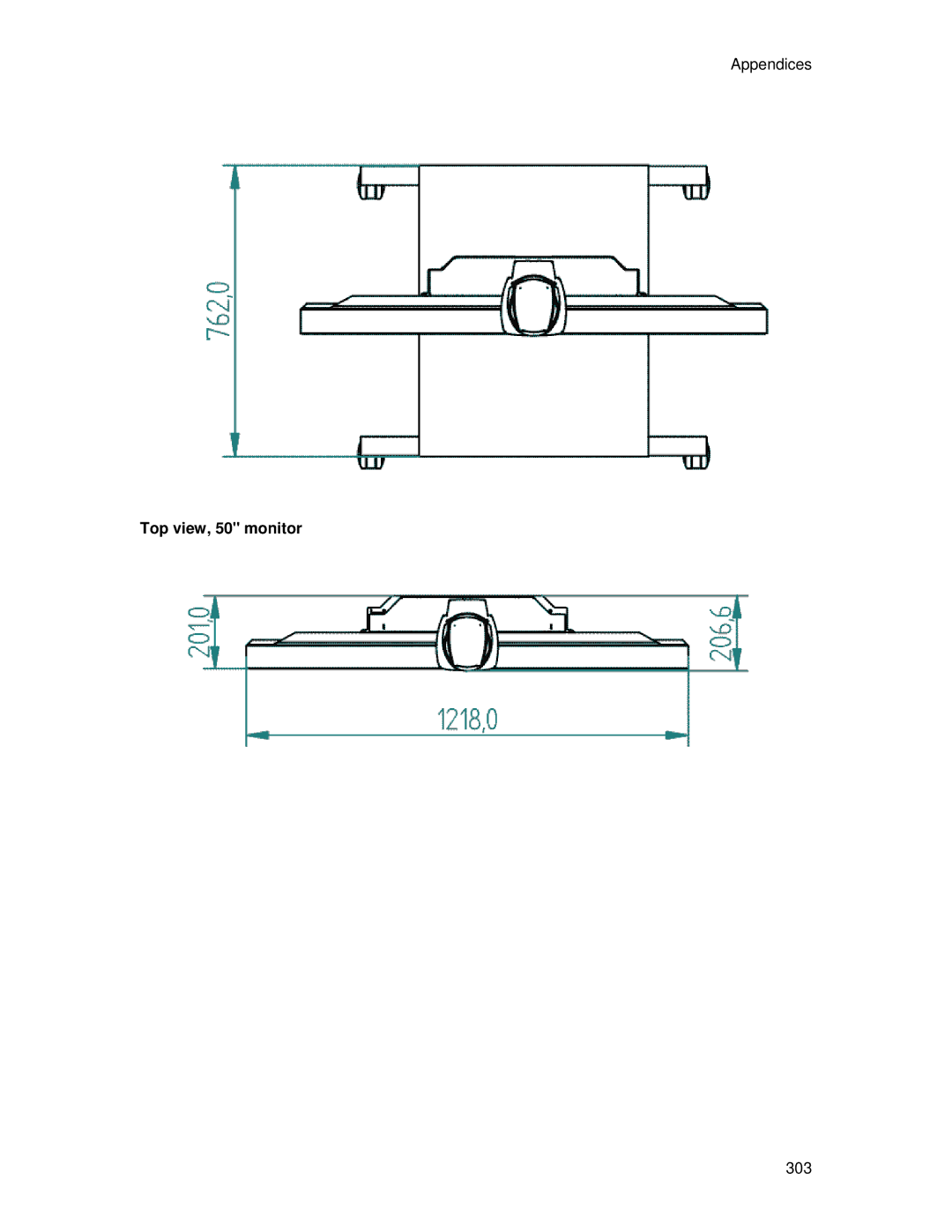 TANDBERG 6000 MXP user manual Top view, 50 monitor 