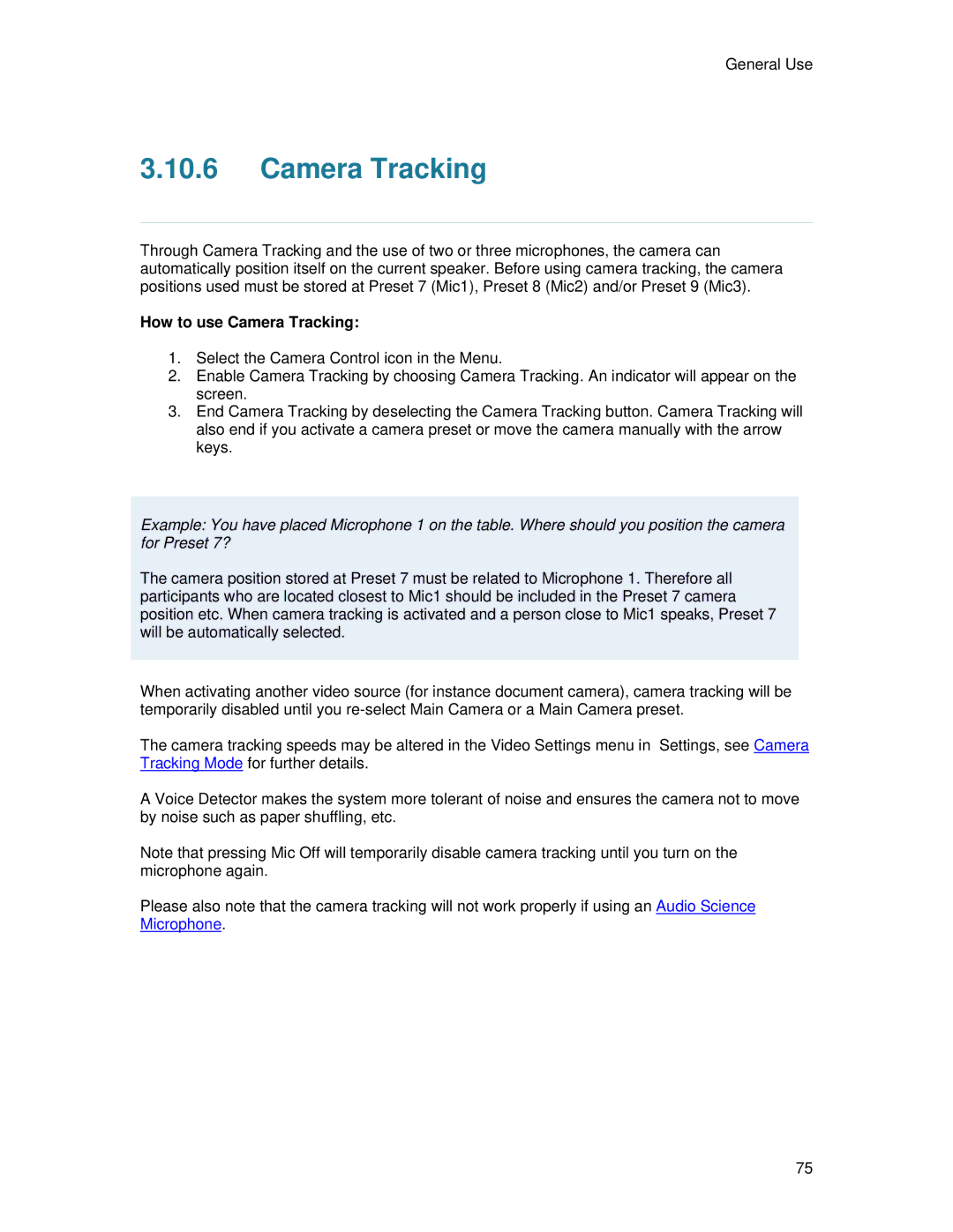 TANDBERG 6000 MXP user manual How to use Camera Tracking 