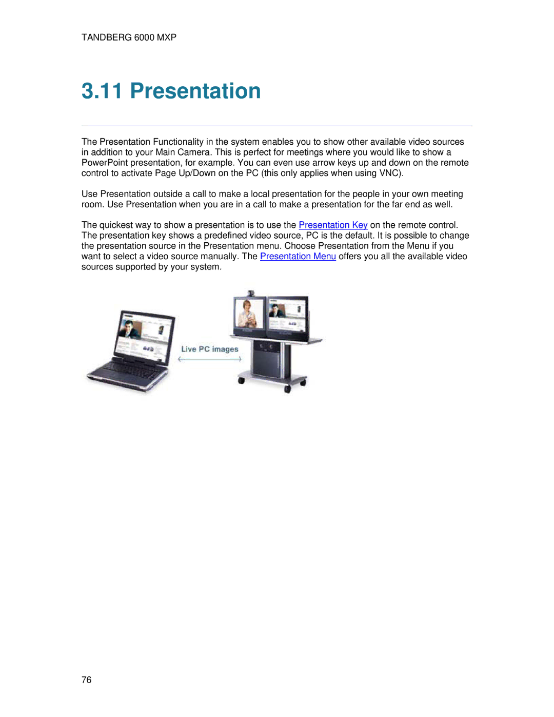 TANDBERG 6000 MXP user manual Presentation 