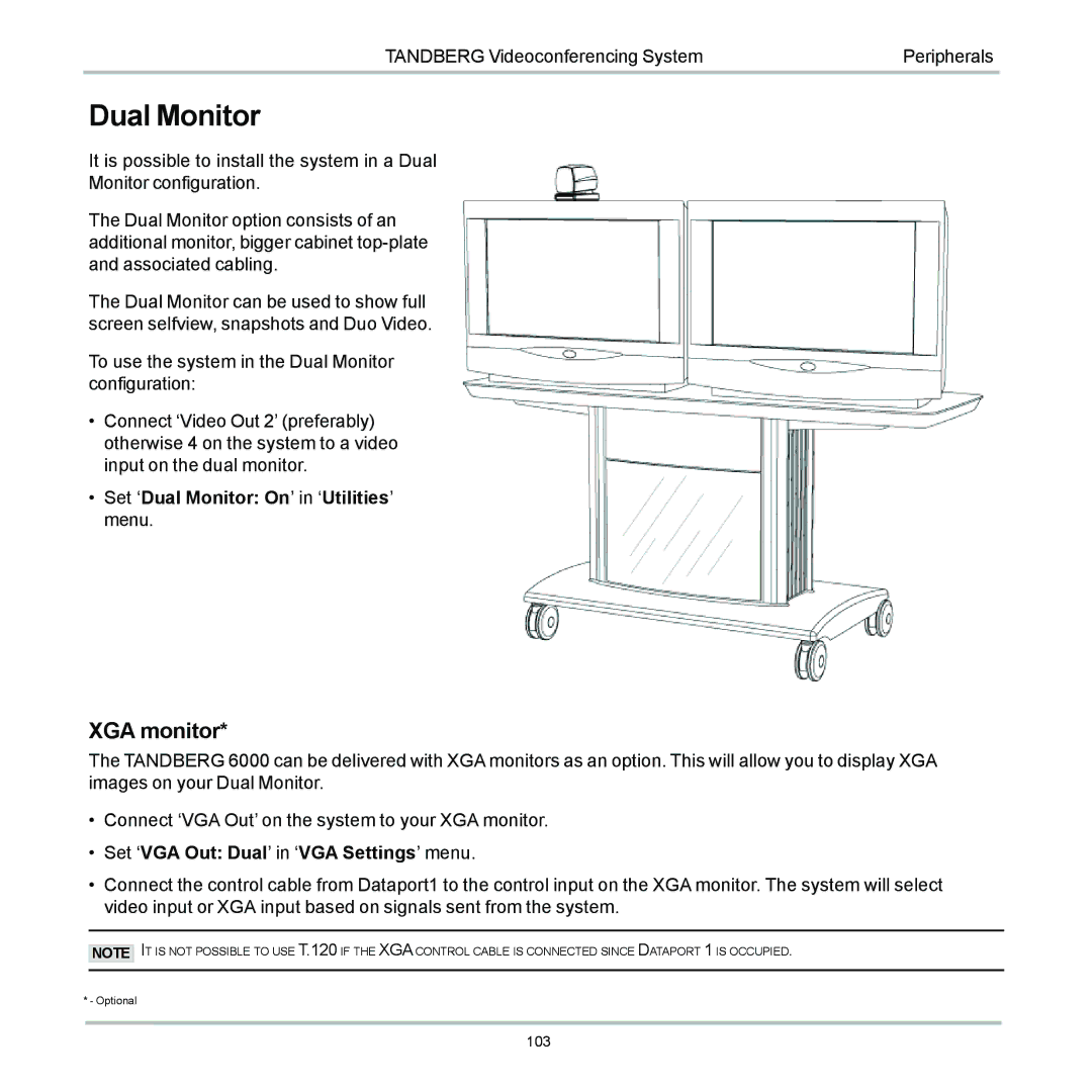 TANDBERG 6000 user manual Dual Monitor, XGA monitor 