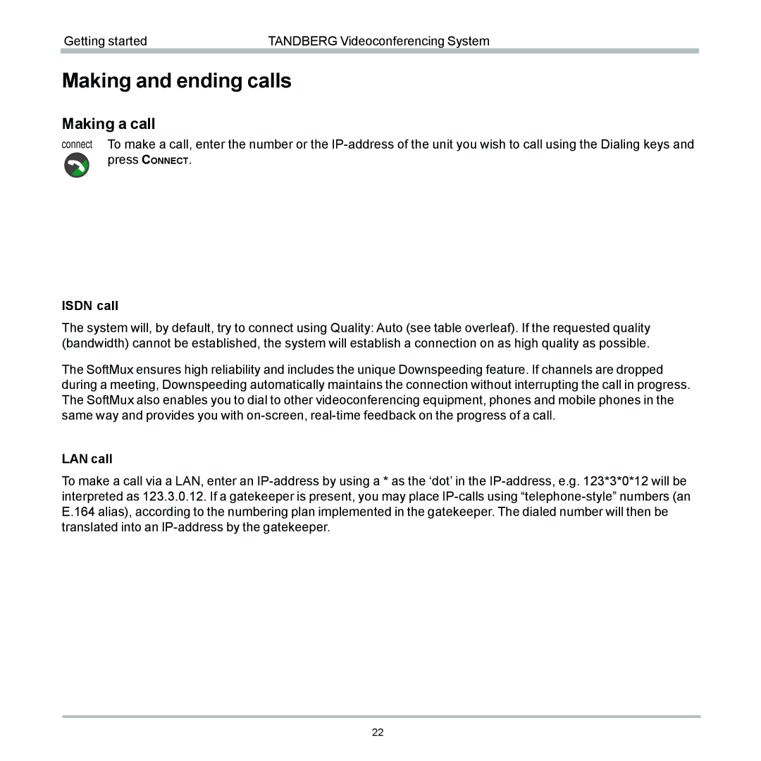 TANDBERG 6000 user manual Making and ending calls, Making a call 