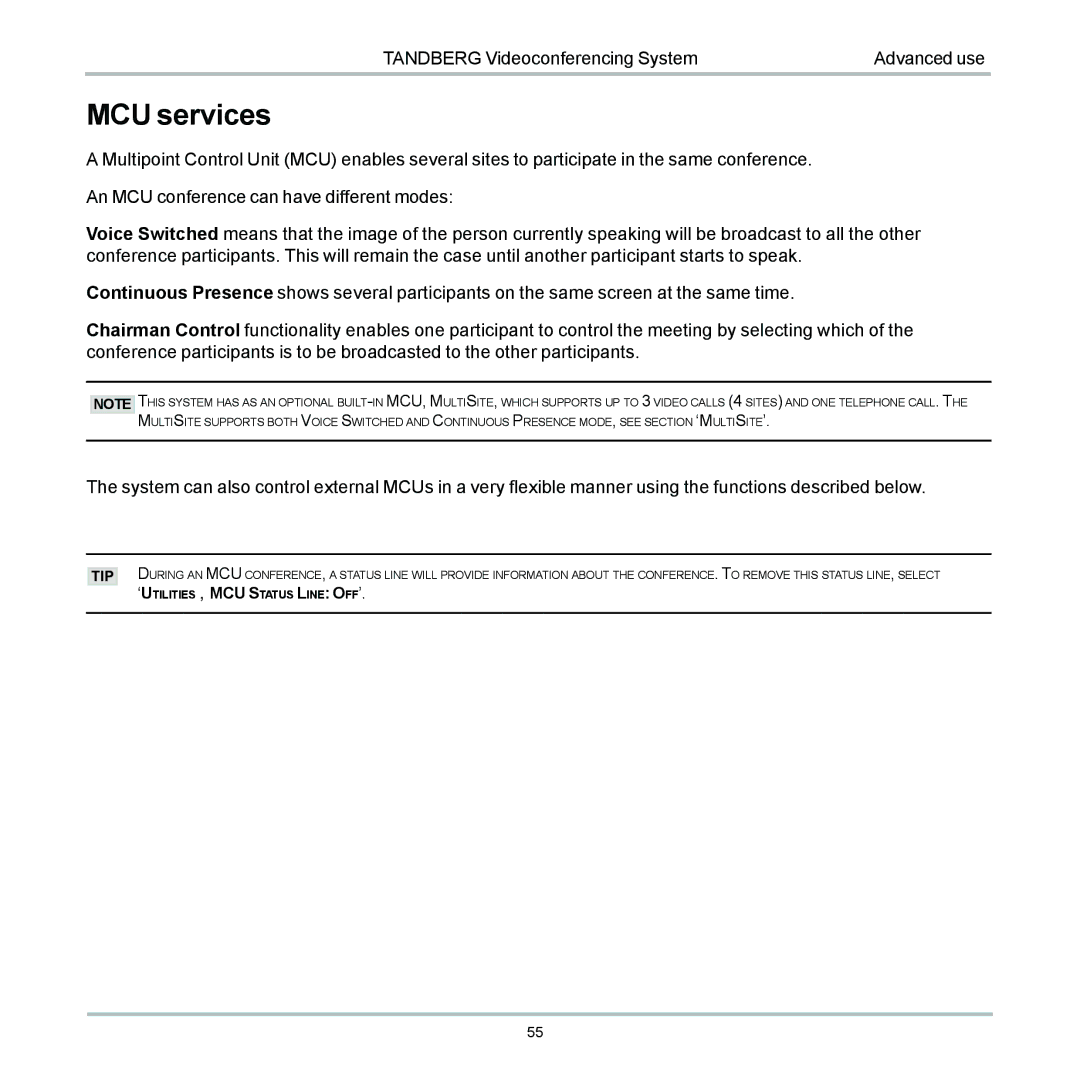 TANDBERG 6000 user manual MCU services 