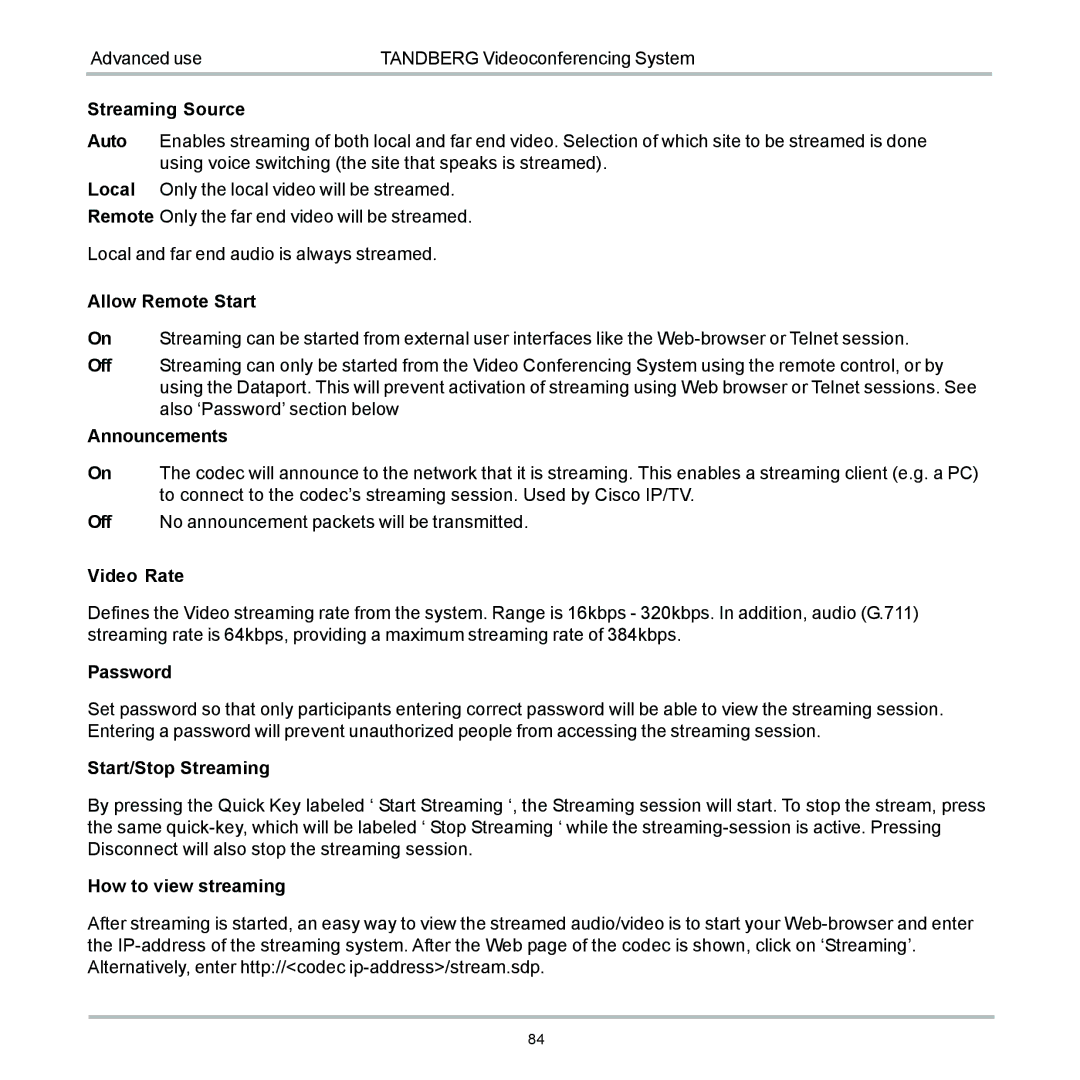 TANDBERG 6000 user manual 