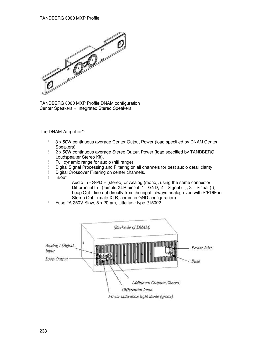 TANDBERG 6000MXP user manual Dnam Amplifier 