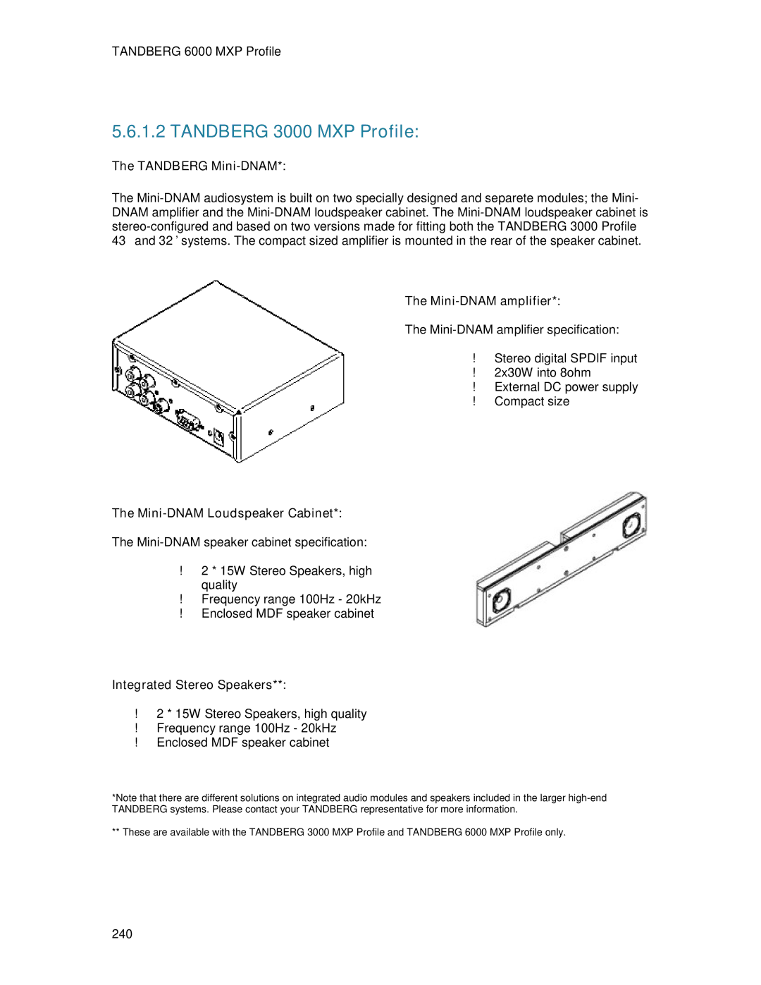 TANDBERG 6000MXP Tandberg 3000 MXP Profile, Tandberg Mini-DNAM, Mini-DNAM amplifier, Mini-DNAM Loudspeaker Cabinet 