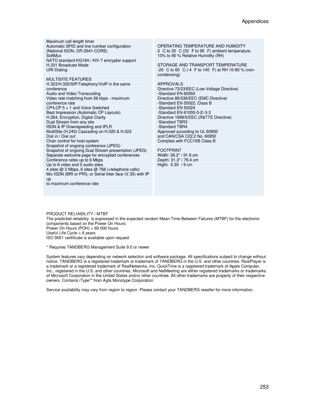 TANDBERG 6000MXP user manual 253 