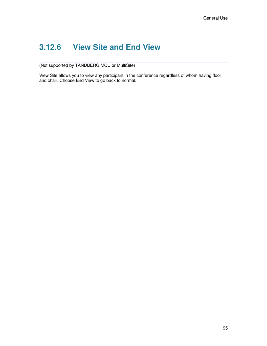 TANDBERG 6000MXP user manual View Site and End View 