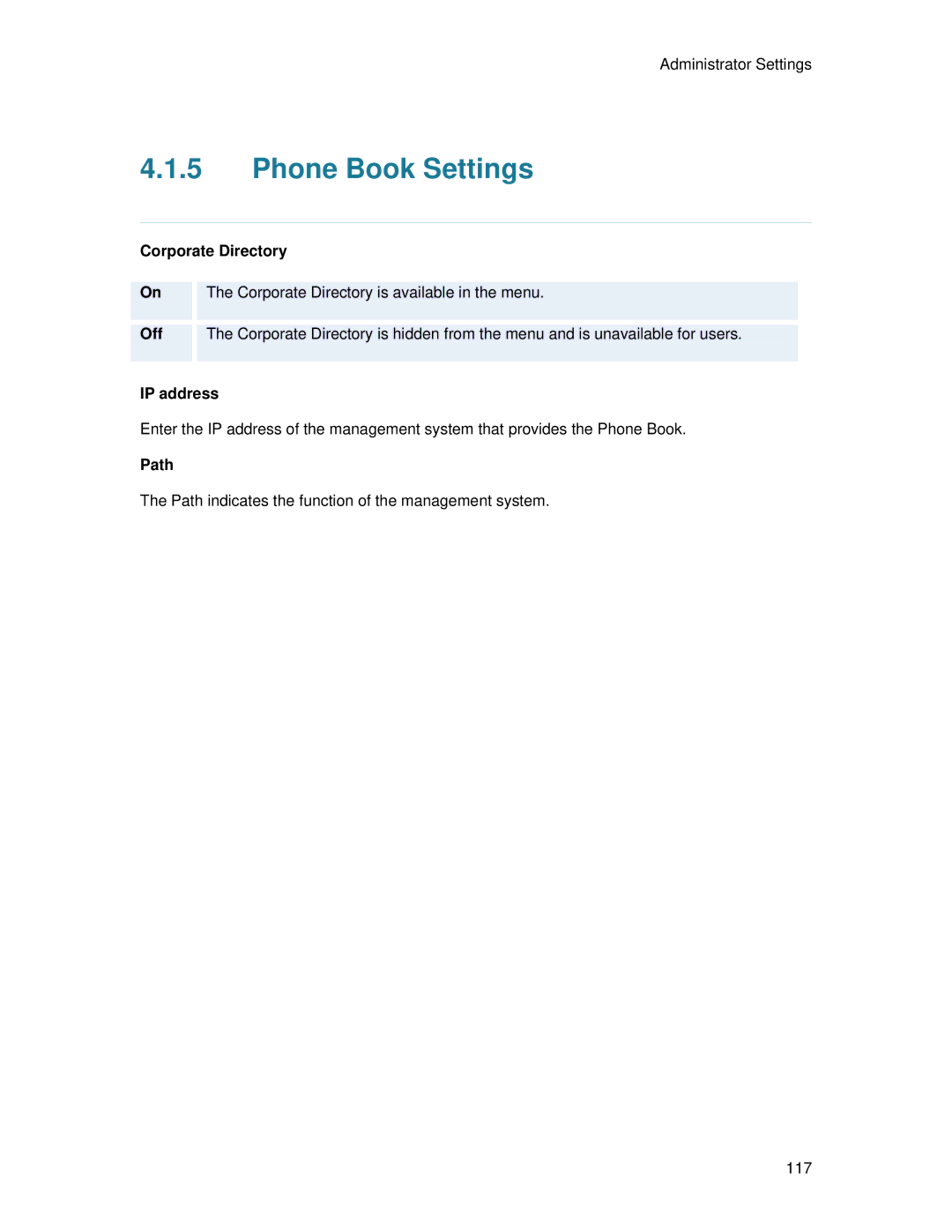 TANDBERG 700 MXP user manual Phone Book Settings, Path 