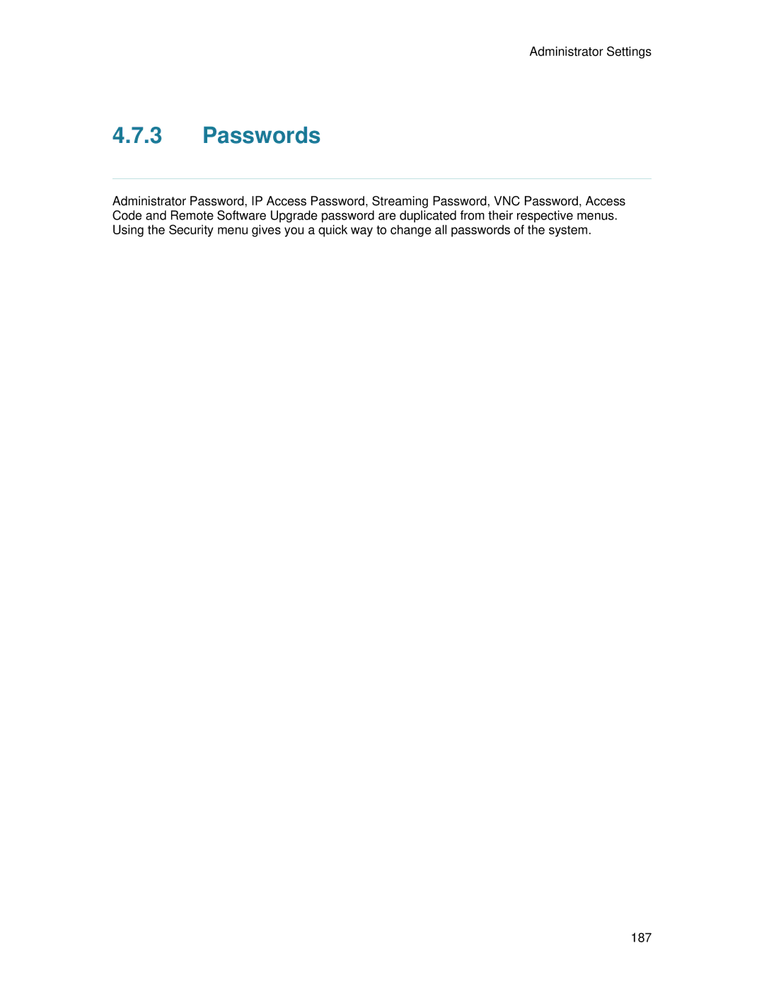 TANDBERG 700 MXP user manual Passwords 