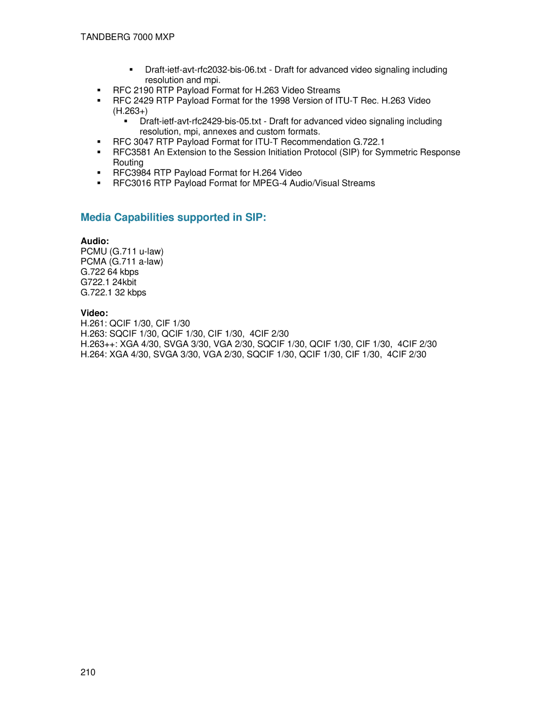 TANDBERG 700 MXP user manual Audio, Video 