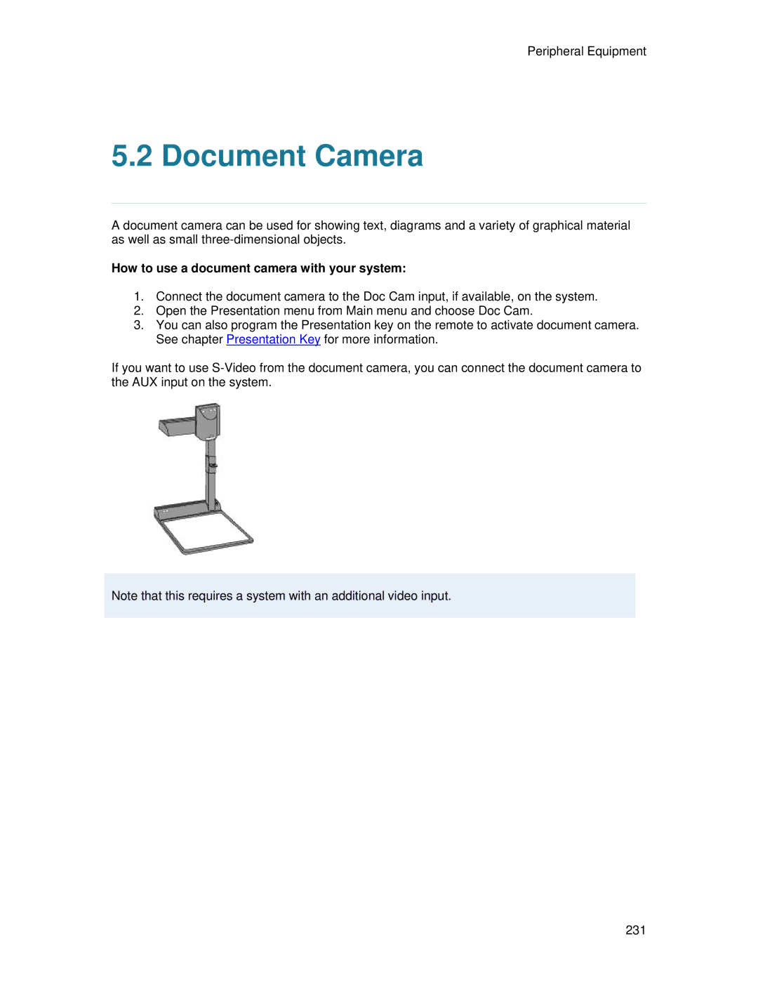 TANDBERG 700 MXP user manual Document Camera, How to use a document camera with your system 