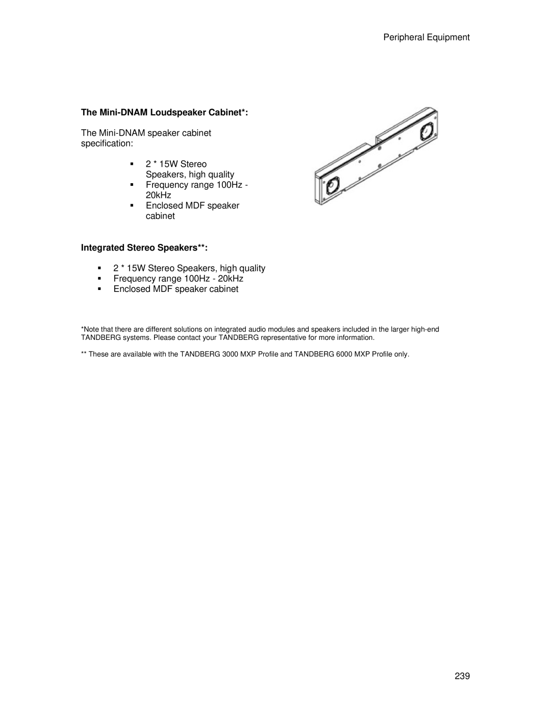 TANDBERG 700 MXP user manual Mini-DNAM Loudspeaker Cabinet 