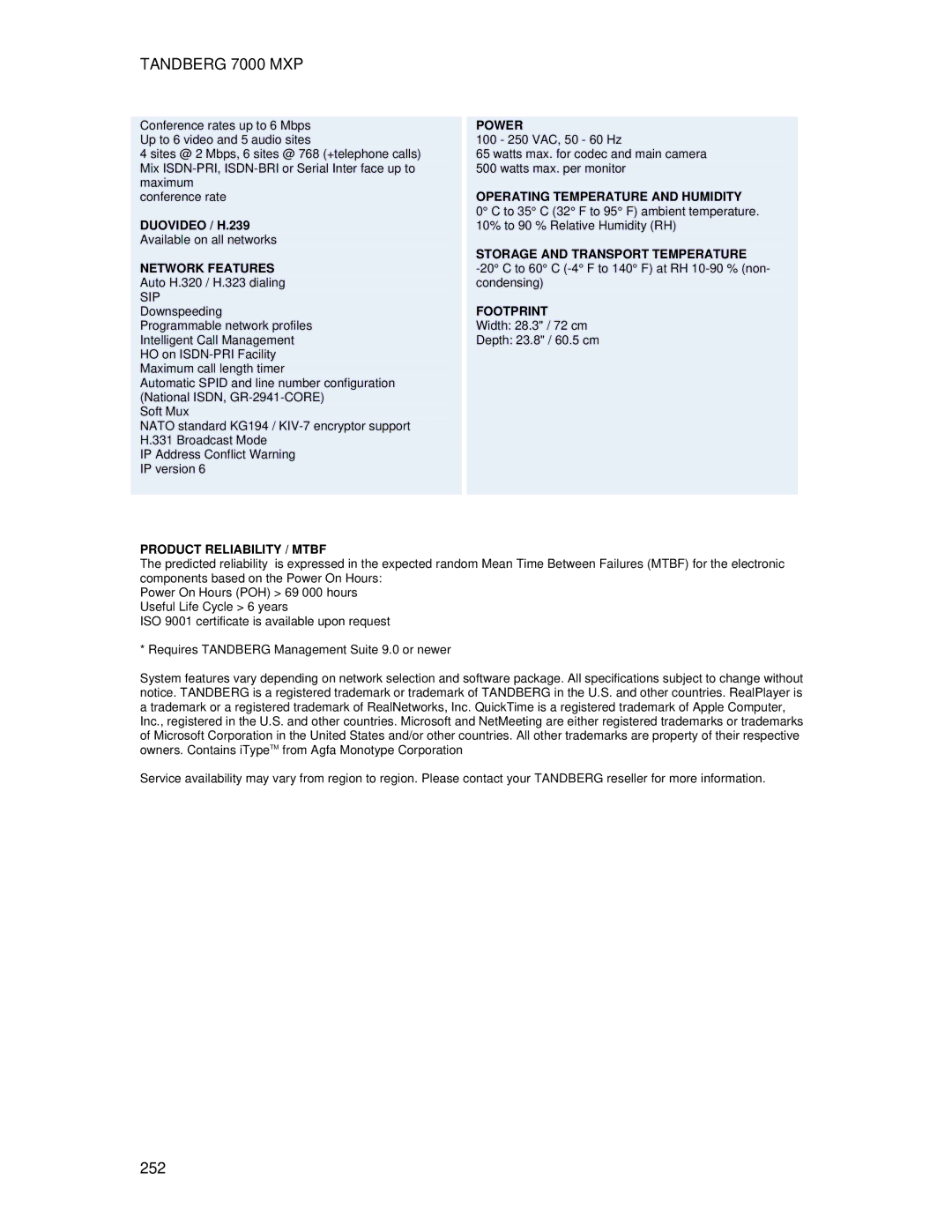 TANDBERG 700 MXP user manual 252 