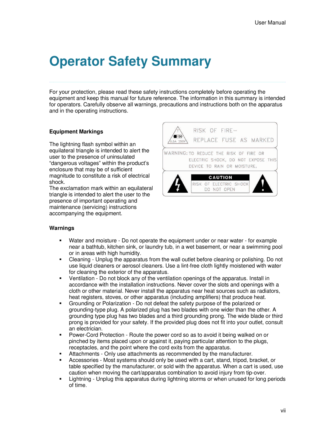 TANDBERG 700 MXP user manual Operator Safety Summary, Equipment Markings 