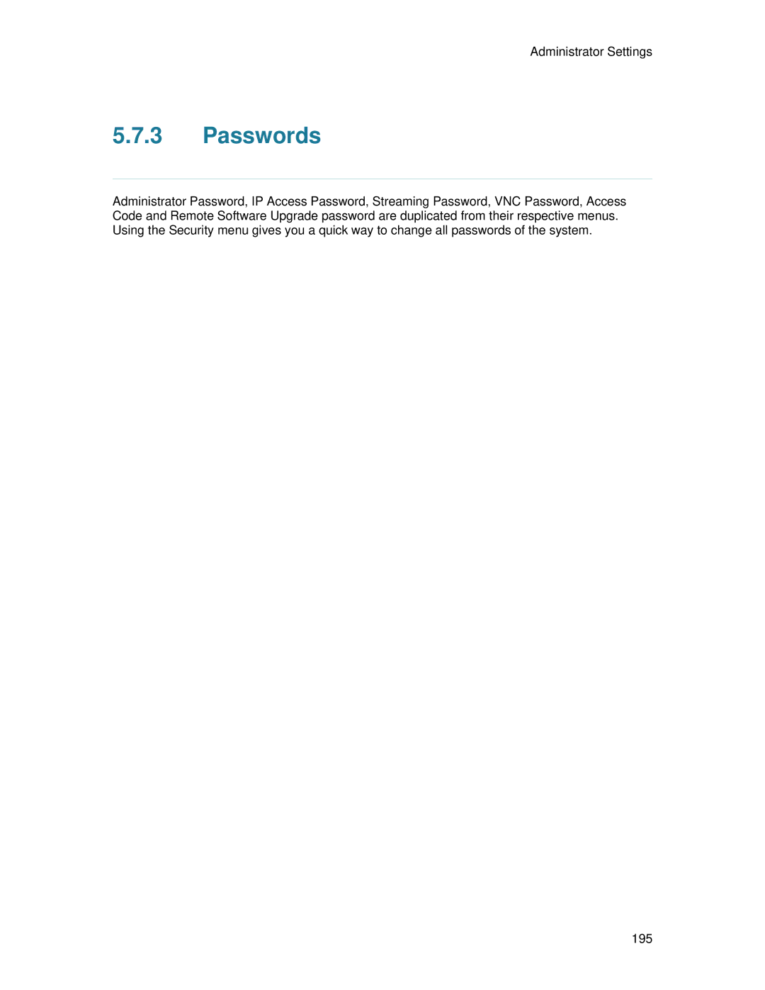 TANDBERG 7000 MXP user manual Passwords 