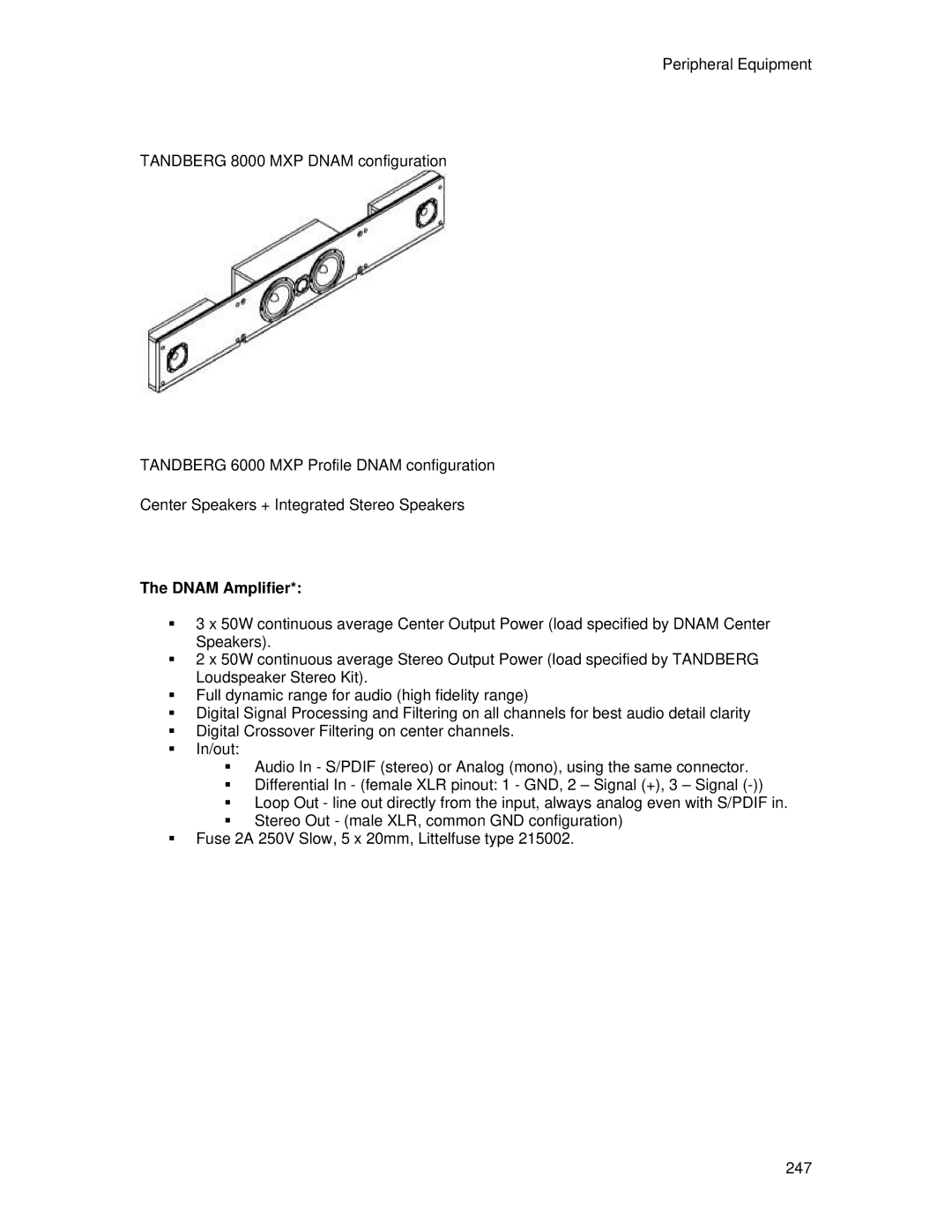 TANDBERG 7000 MXP user manual Dnam Amplifier 