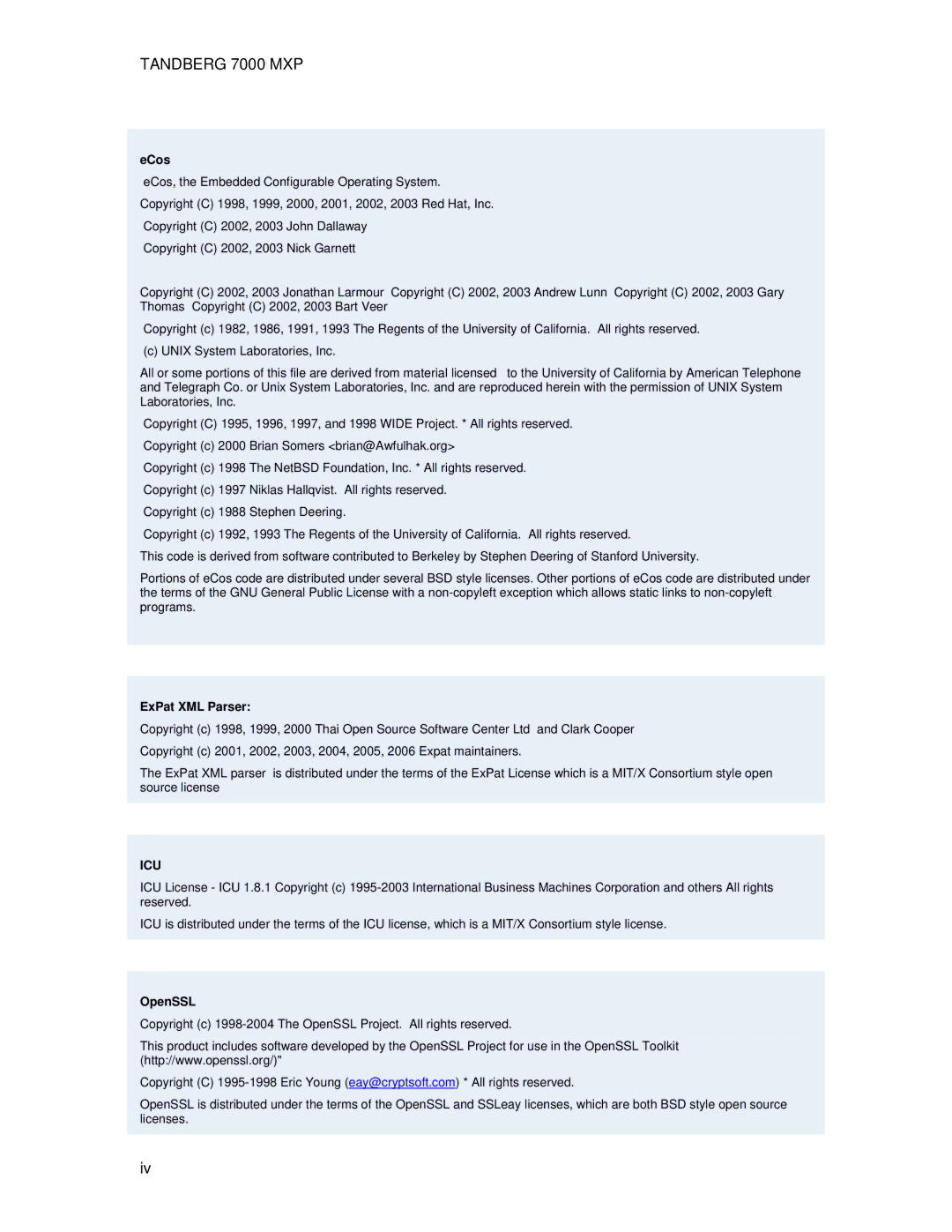 TANDBERG 7000 MXP user manual Icu 