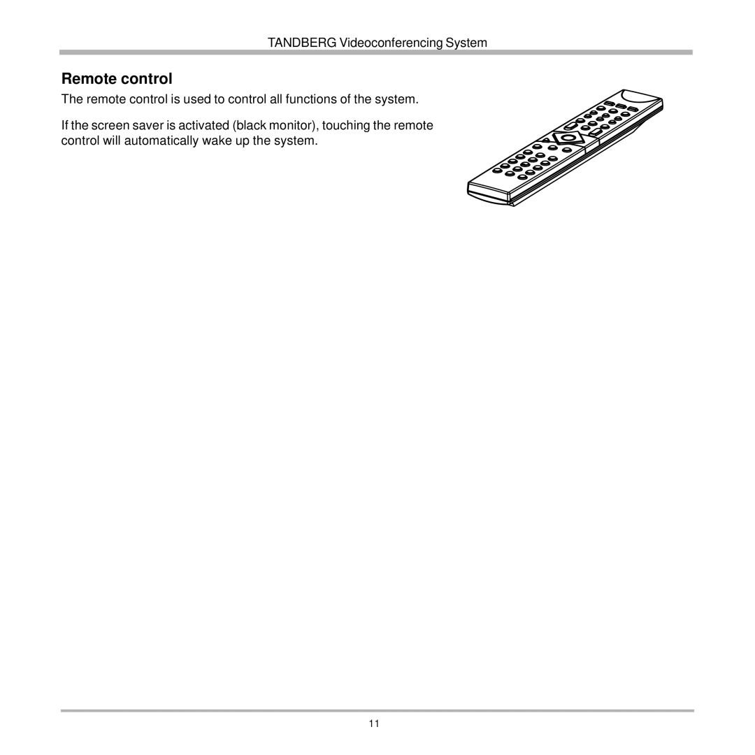 TANDBERG 7000 user manual Remote control 