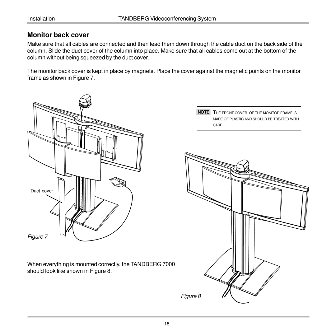 TANDBERG 7000 user manual Monitor back cover 