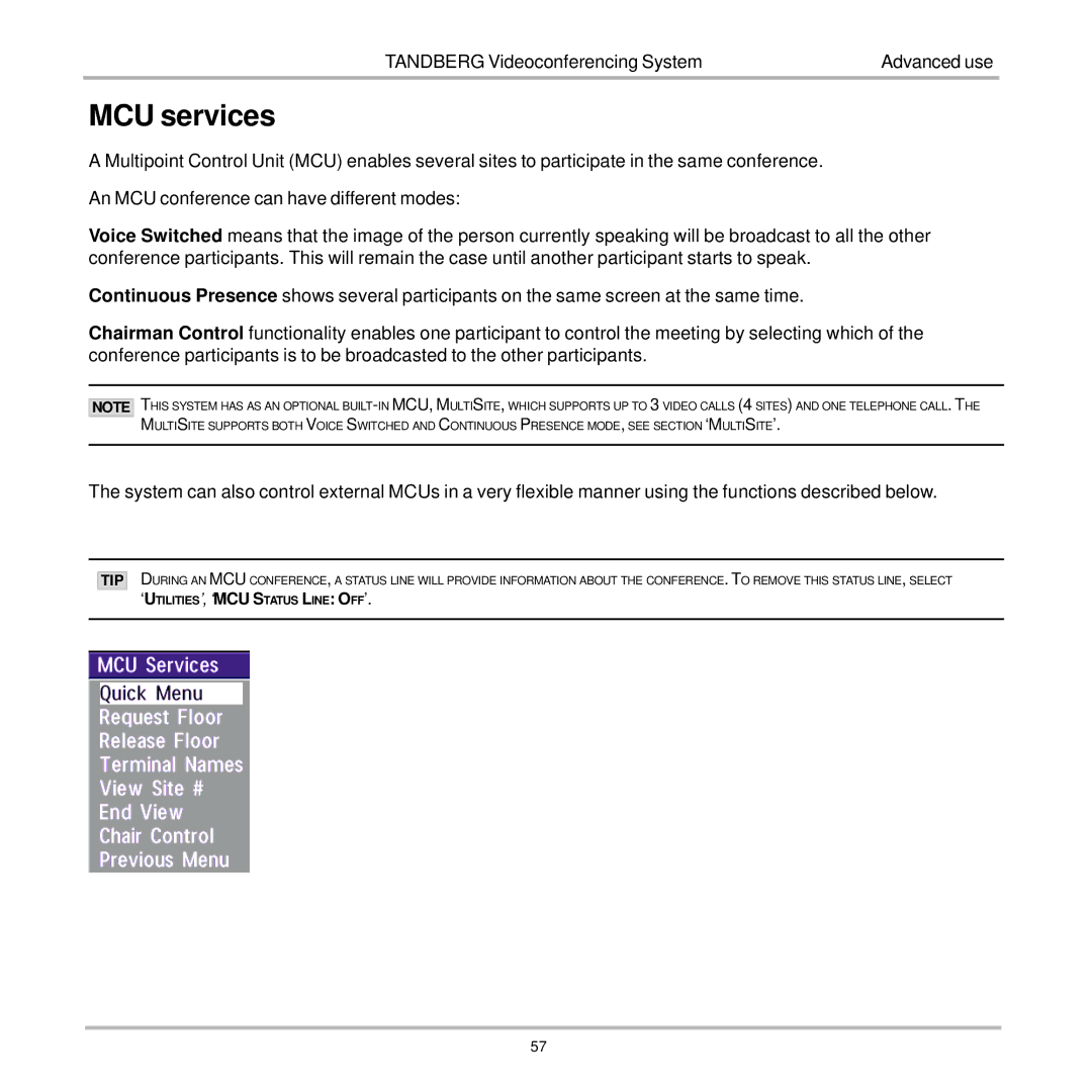 TANDBERG 7000 user manual MCU services 