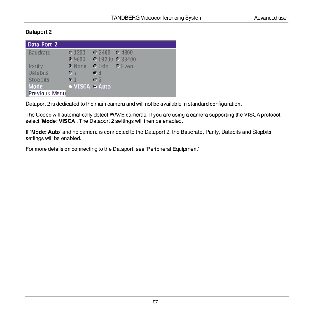 TANDBERG 7000 user manual Dataport 